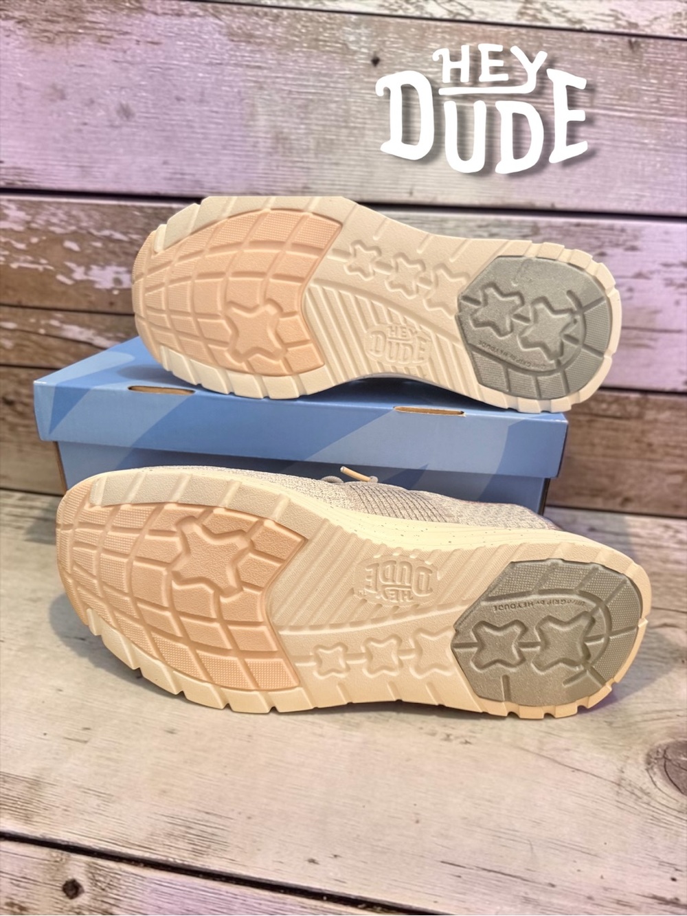 Hey Dude Knit Slip-On Sneakers in Light Gray and Blush Trim - Picture 8 of 11